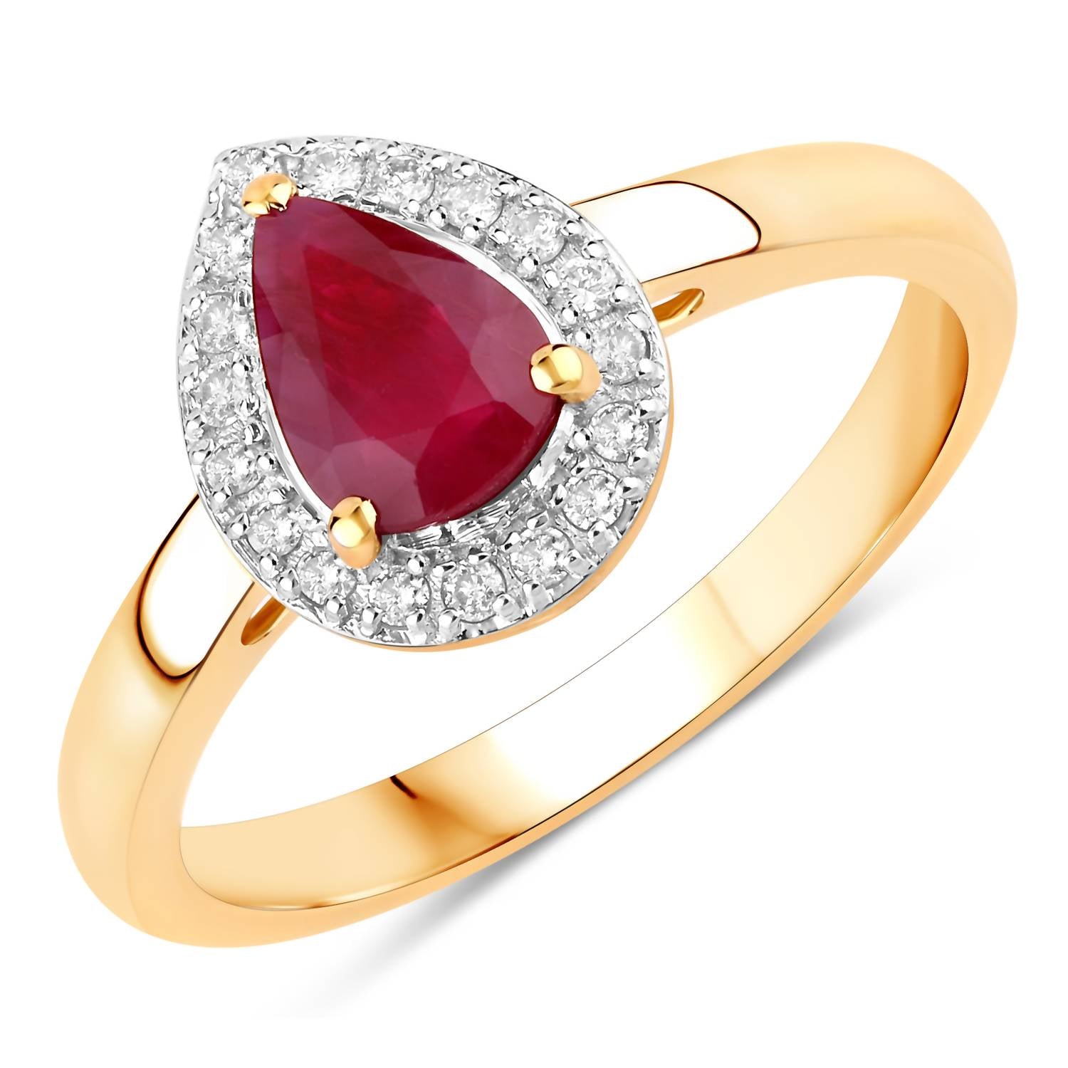 Diana M Jewels Women's Pear Natural Ruby Fashion Ring (1.02 Ct) - Petite in 14k yellow gold - women's jewelry