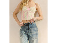 Veveret - Flower Lace Corset Cami Top