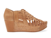 CHOCOLAT BLU Women's Winix Wedge Sandals in camel leather - women's shoe - detail view
