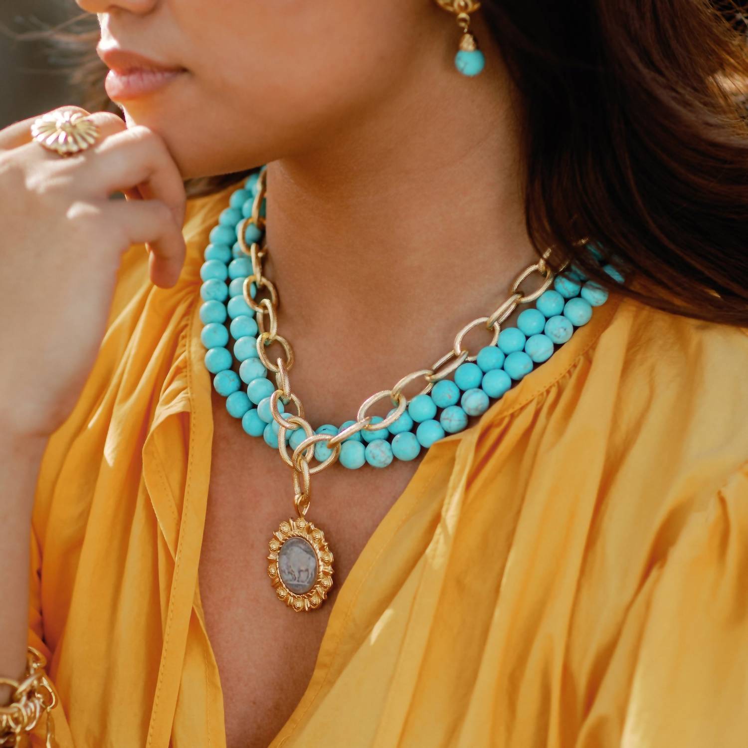 Susan Shaw - Gold & Buffalo Nickel Necklace