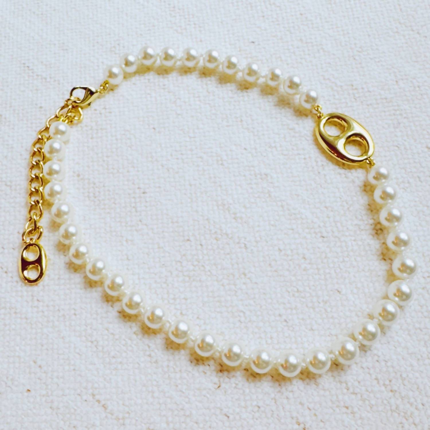 Ellison+Young Women's Horse Bit Pearl Necklace in white - women's jewelry - detail view