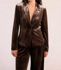 MOLLY BRACKEN Knitted Double Breasted Blazer in brown - women's jacket