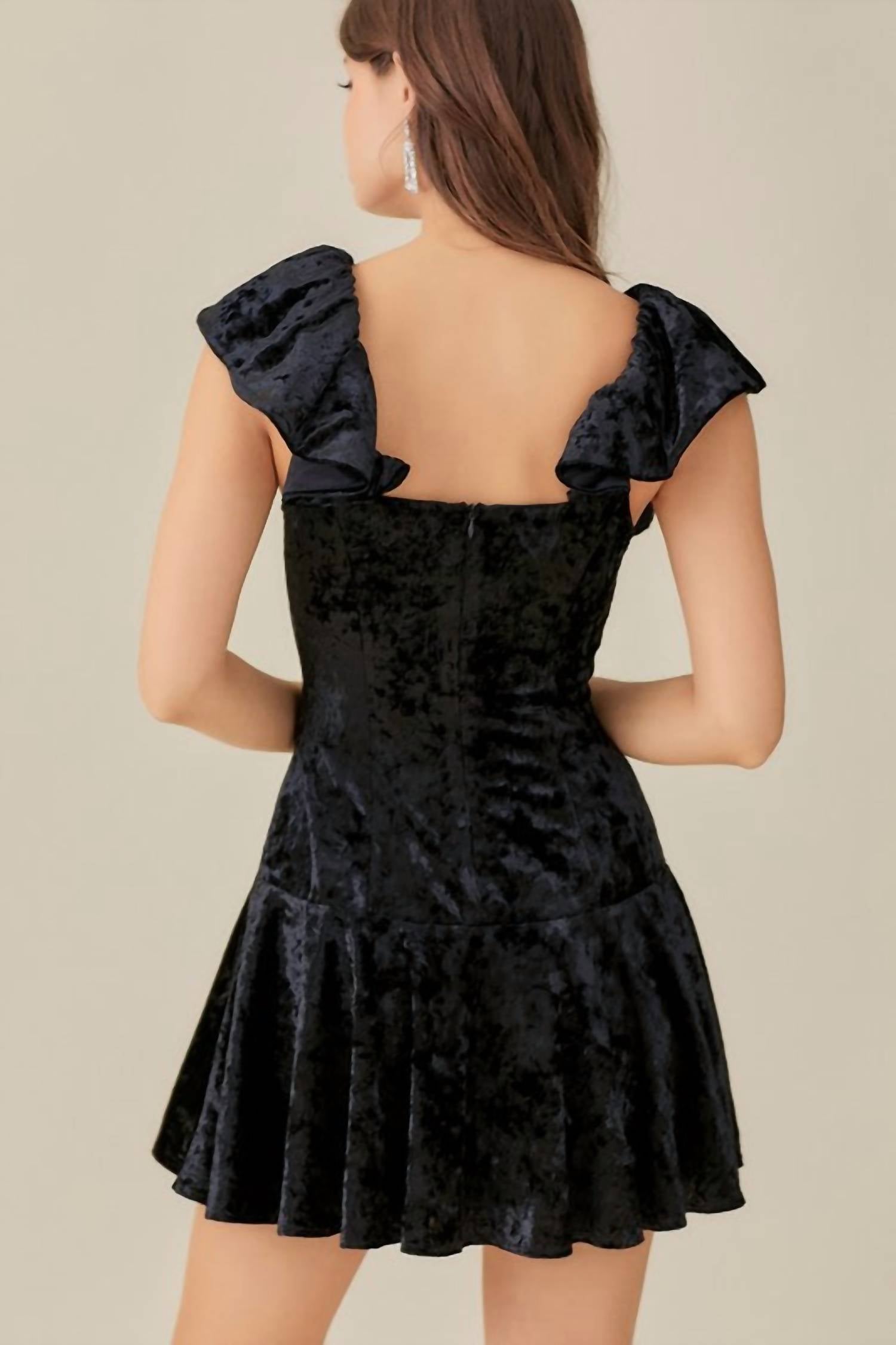 Mustard Seed - Ruffle Velvet Mini Dress