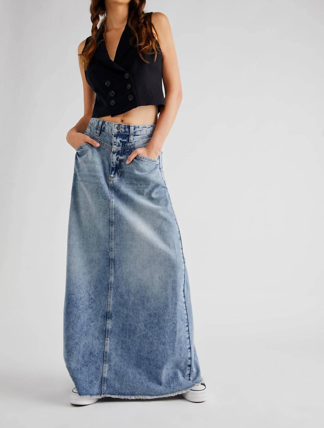 Free People - Come As You Are Denim Maxi Skirt