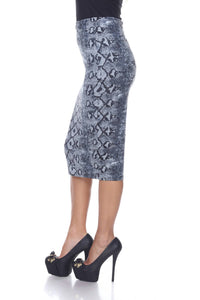 White Mark - Cynthia Snakeskin Print Pencil Skirt