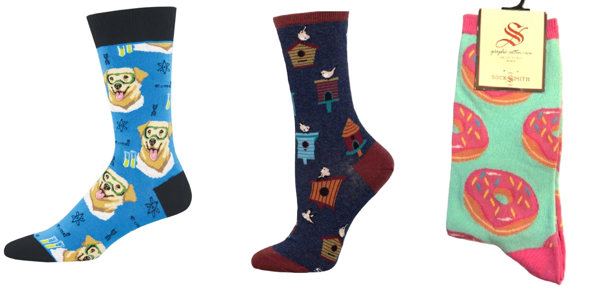 SOCKSMITH Women's Science Lab & Birdhouses & Donuts Socks - Set Of 3 Pair in multi - women's accessory