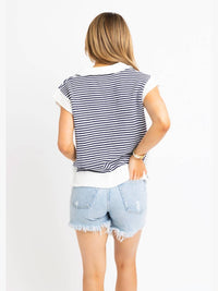 Karlie - Stripe V-neck Sleeveless Sweater