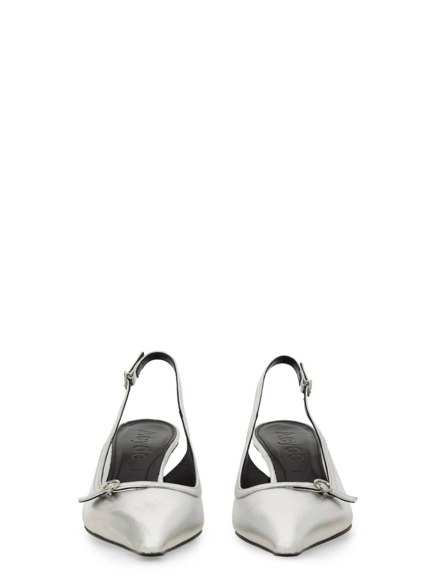 Aeyde Women's Saba Slingback Pumps in silver - women's heels - alternate view