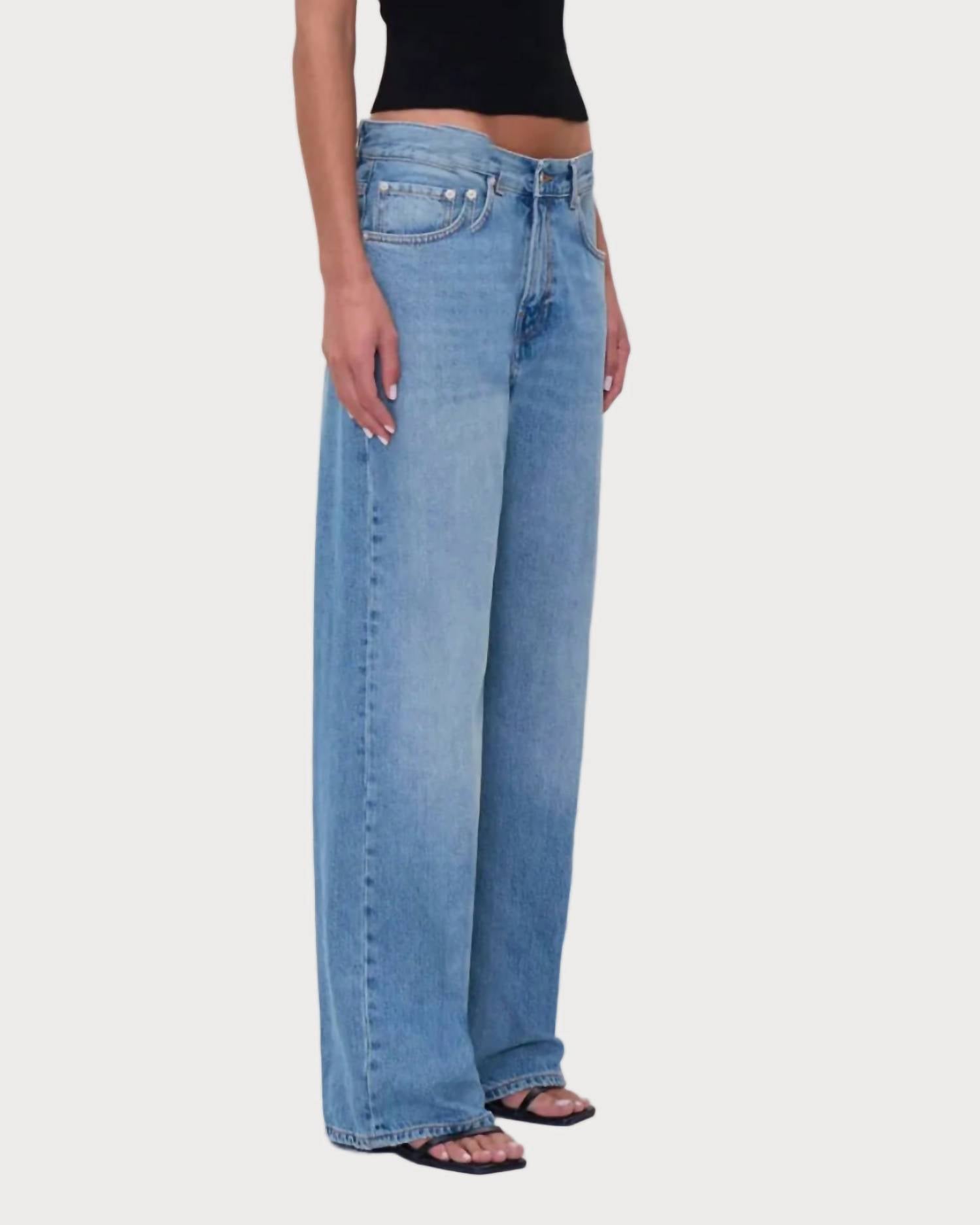 Haikure Bonnie Straight Leg Jean in real blue - women's jeans - detail view