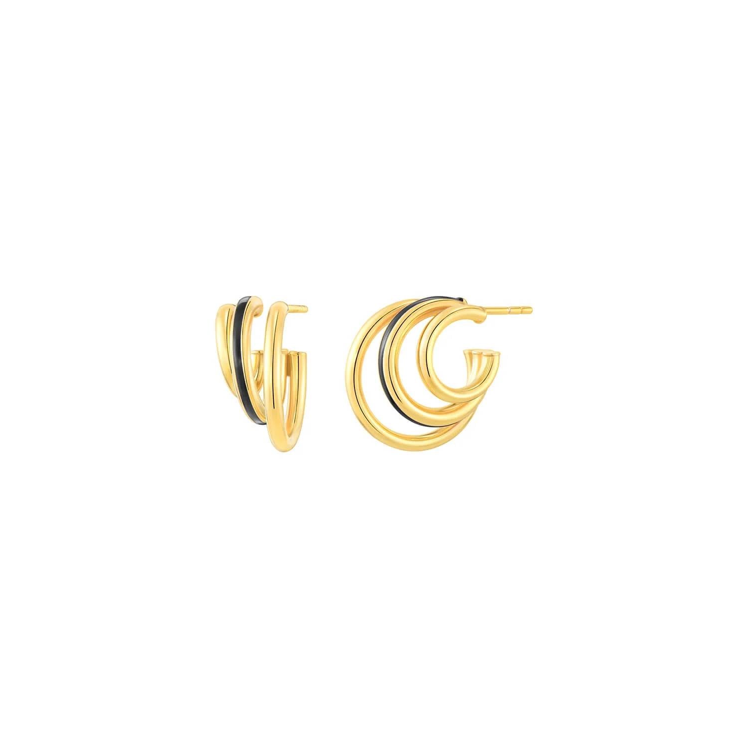 Gold & Honey - Women's Enamel Triple Hoop Earrings