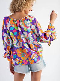 Easel - Floral Mirabelle Satin Blouse