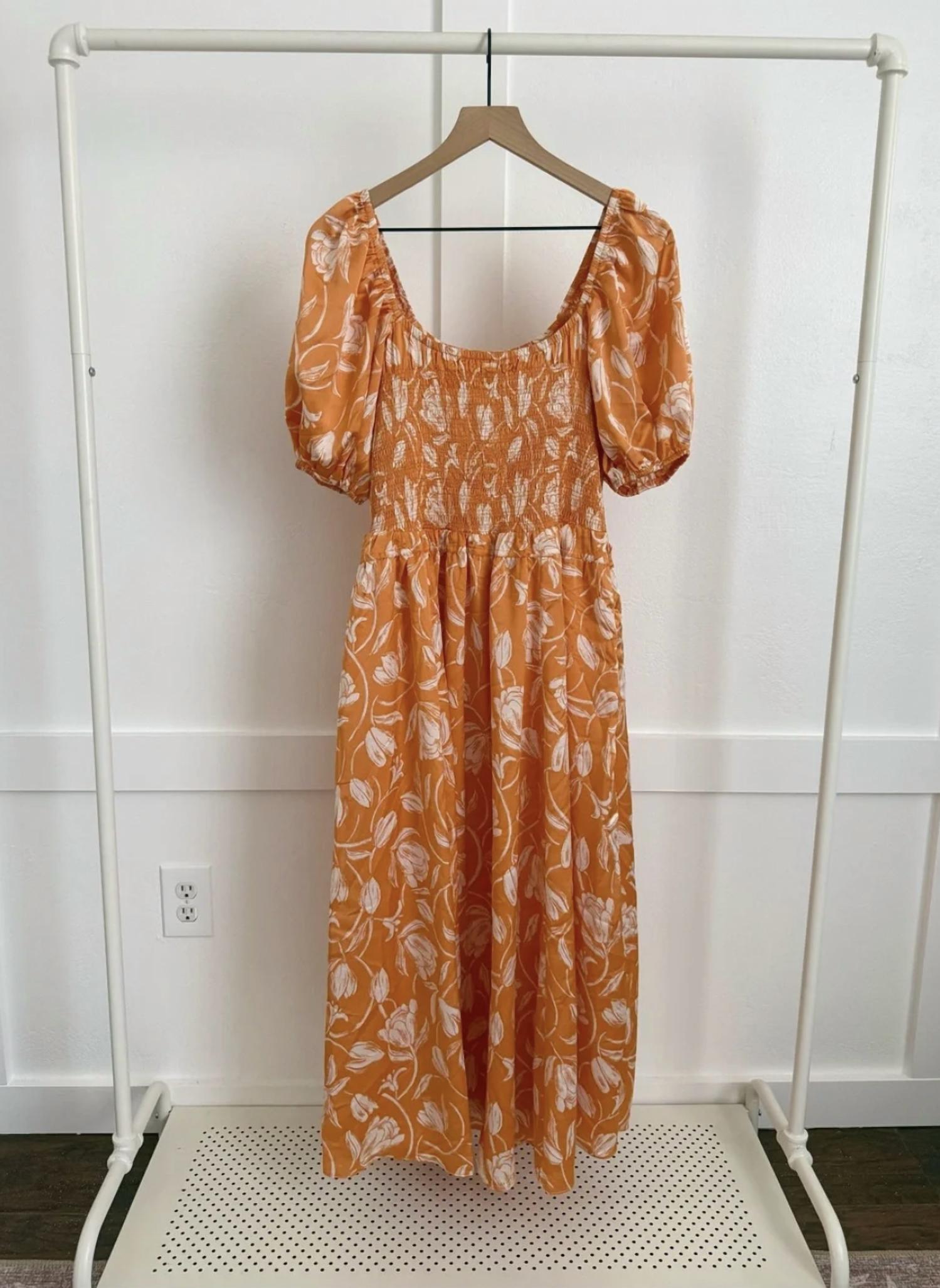 Moon River - Women's Puff Sleeve Smocked Midi Dress