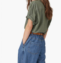 XIRENA Channing Shirt in dark sage - women's shirt - detail view