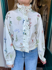 Entro - Ruffle Detail Button Down Top
