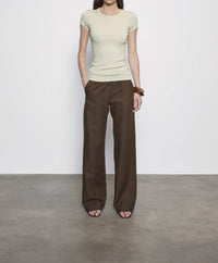 Enza Costa - TEXTURED RIB CAP SLEEVE CREW TOP