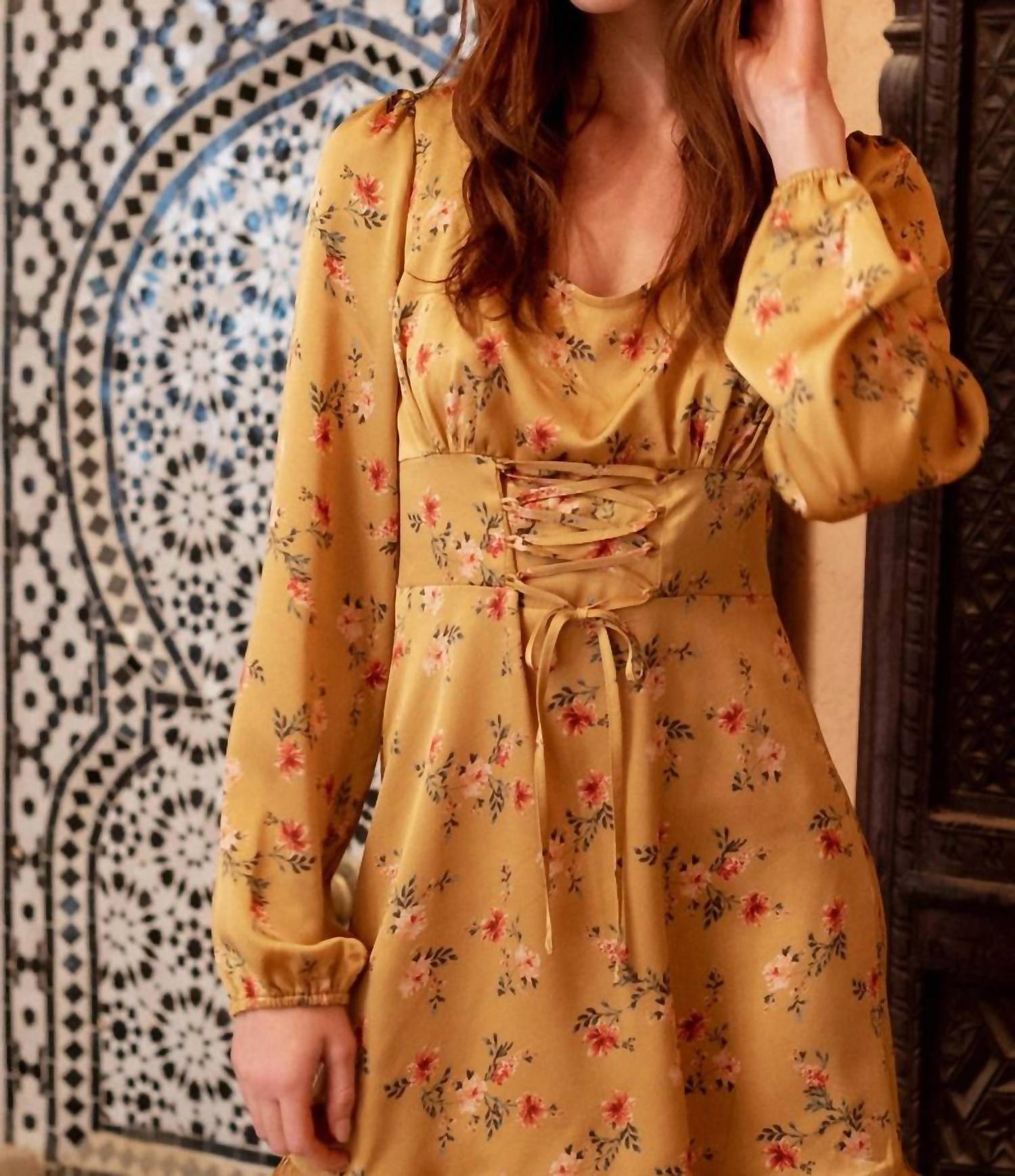 En Creme - Front Lace-Up Mini Dress