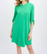 Joseph Ribkoff - High-neck Shift Zip Dress