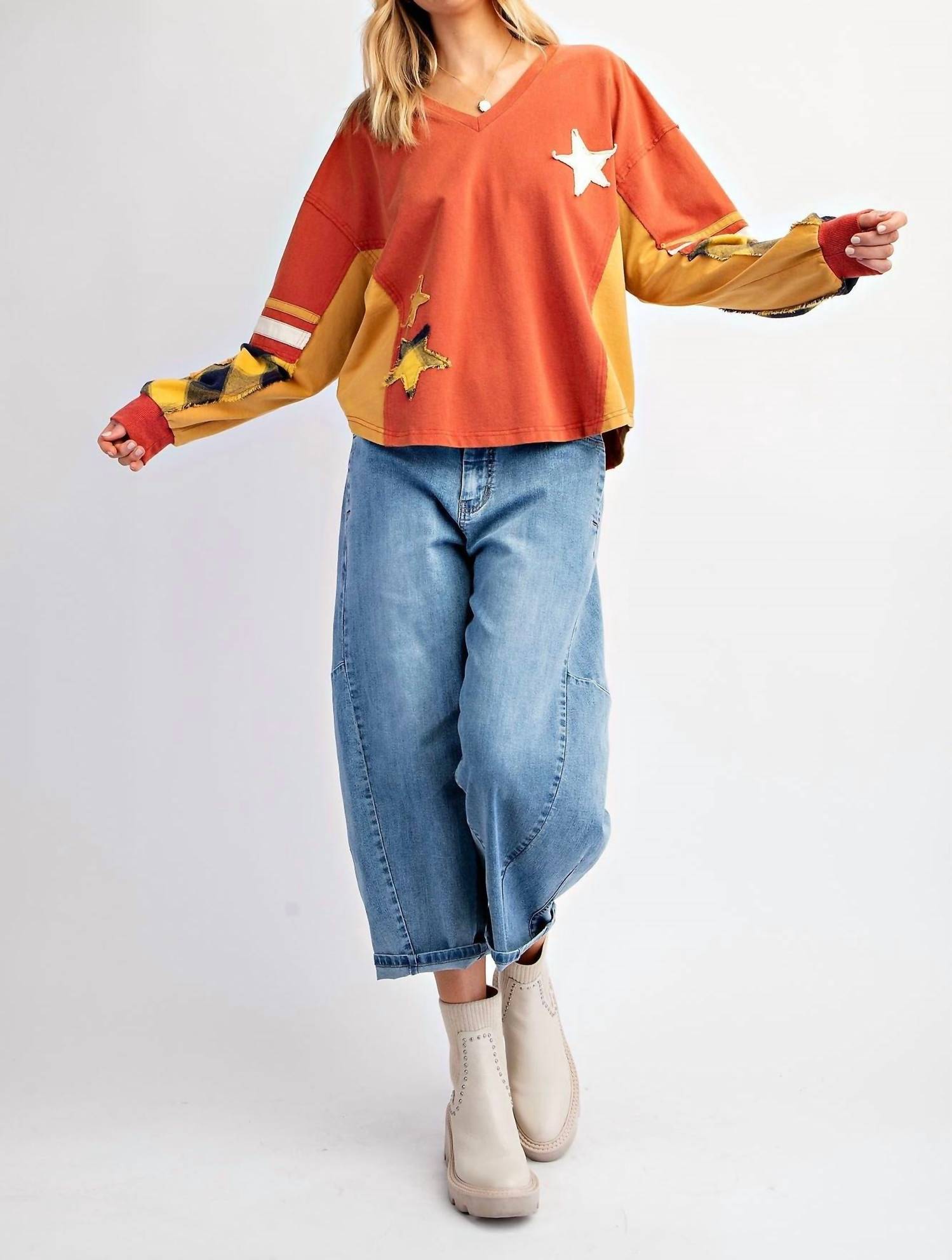 Little Secret Of Mine - Plaid About You Mix Color Block Terry Knit Pullover