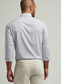 PETER MILLAR Hamilton Performance Twill Shirt in morning blue - men's shirt - detail view