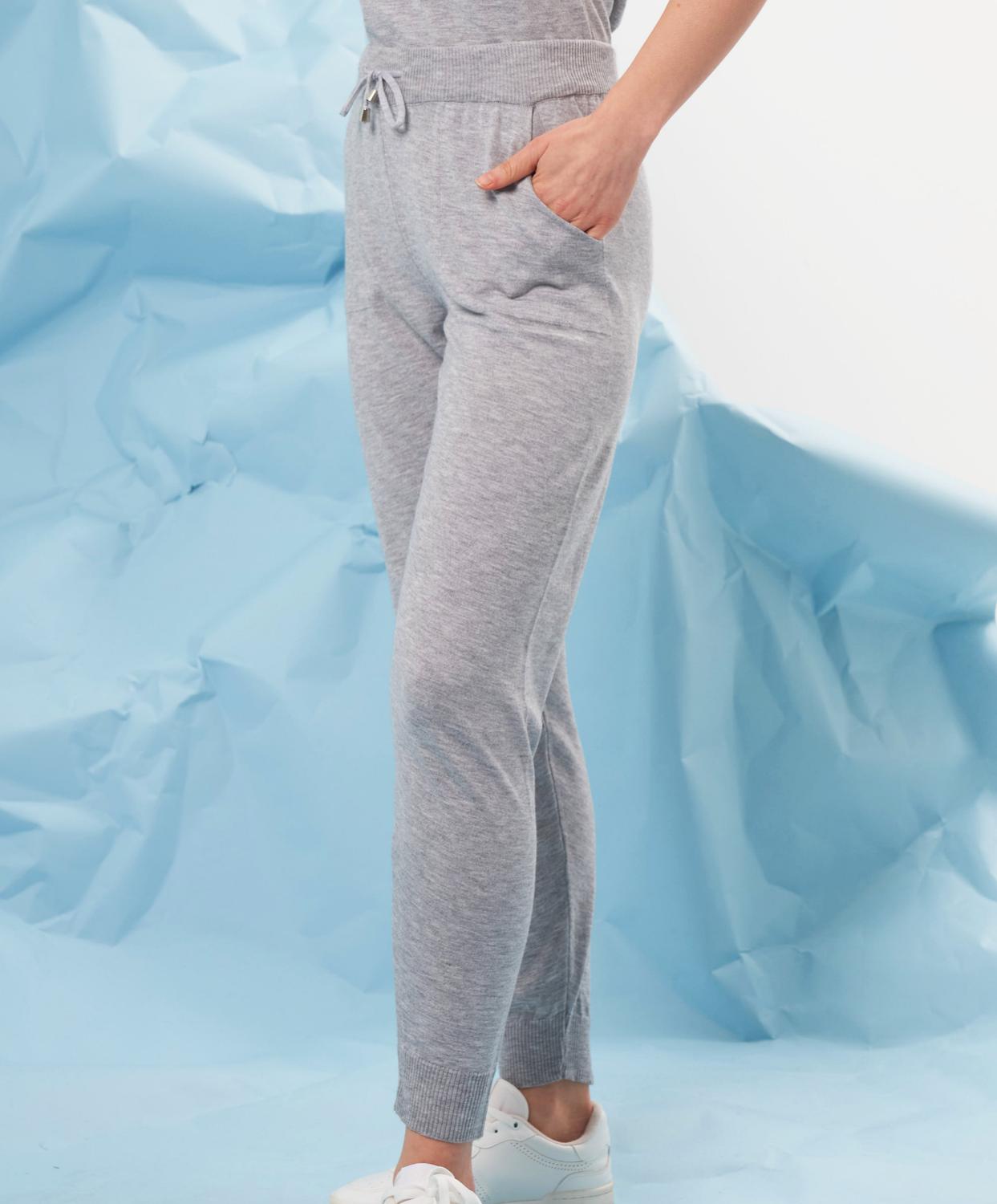 french kyss Cotton and Acrylic High-Rise Jogger in slate - women's pants - detail view