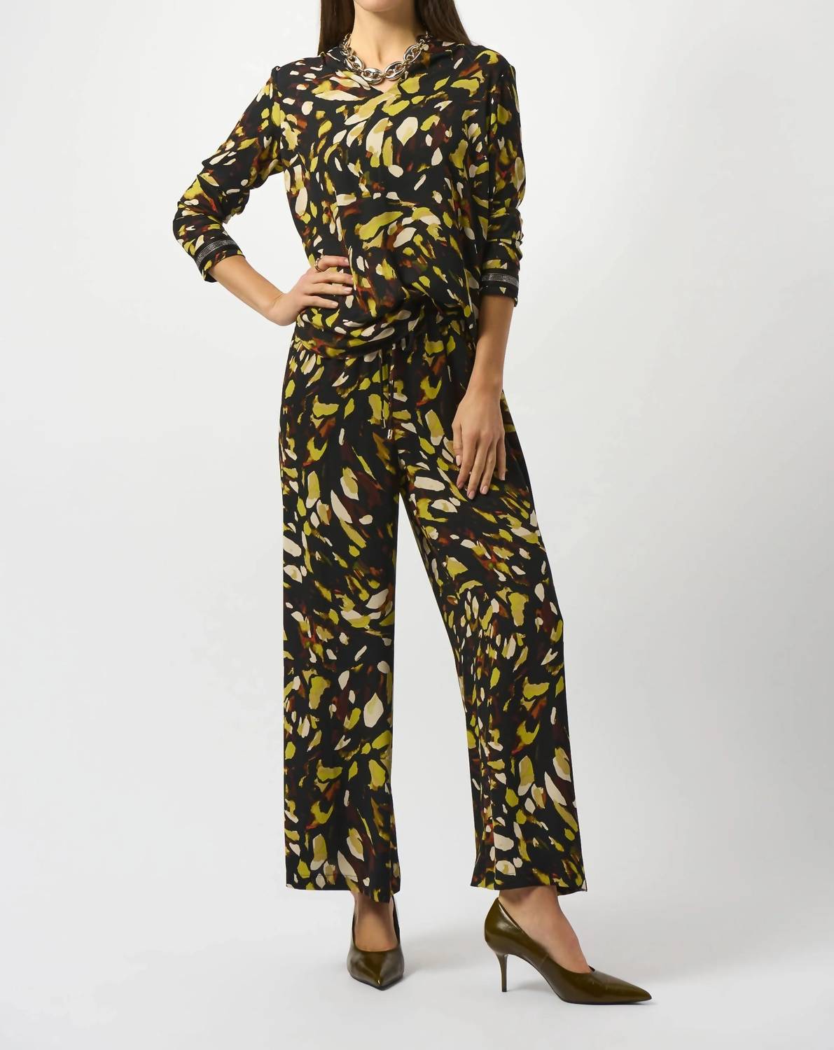 Joseph Ribkoff - Animal Print Wide Leg Pants