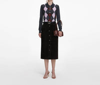 Self-Portrait - Suede Midi Skirt