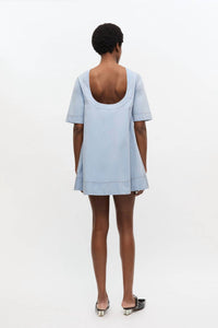 Ganni - Washed Stretch Cotton A-Line Mini Dress