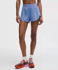 lululemon Fast and Free High Rise Split Short - 3" in prep blue - women's shorts - detail view