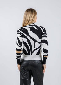 Brodie Cashmere - Zebra Fringe Cashmere Mock Neck Sweater