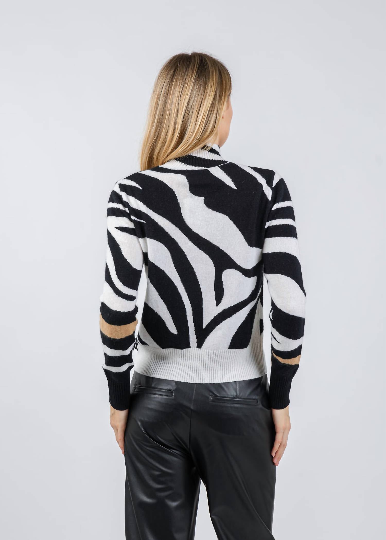 Brodie Cashmere - Zebra Fringe Cashmere Mock Neck Sweater