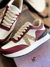 Maker's Women's Nova Glitter Sneakers in burgundy - women's sneaker - alternate view