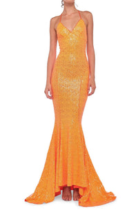 Norma Kamali - Sequin Low Back Slip Mermaid Fishtail Gown