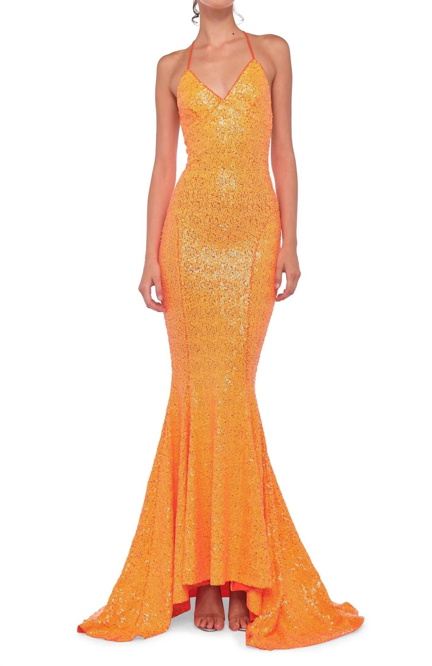 Norma Kamali - Sequin Low Back Slip Mermaid Fishtail Gown