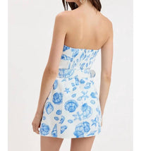 Sky To Moon - Seahouse Shell Print Strapless Romper
