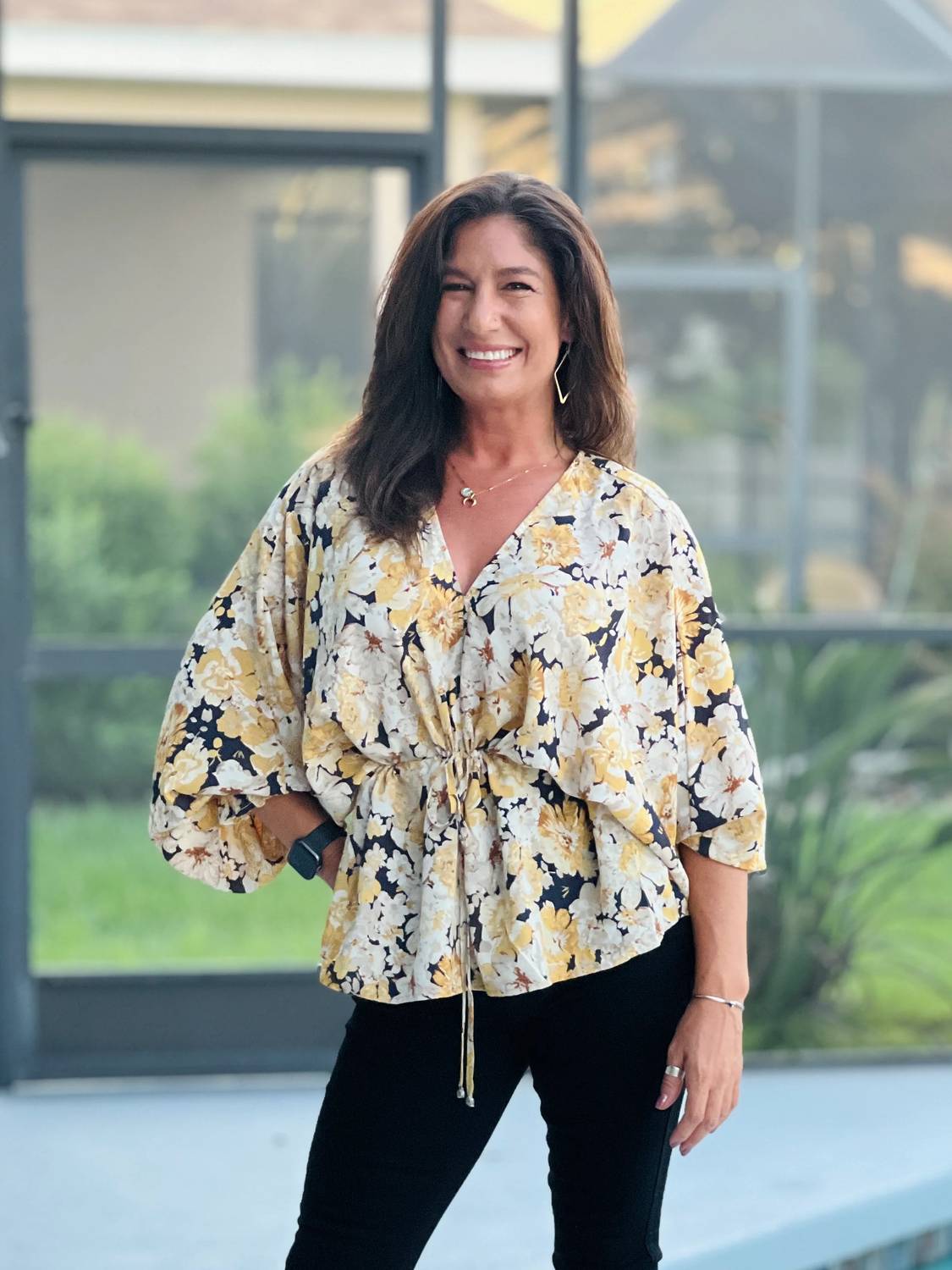 Entro - Fields Of Flower Elbow Sleeve Top