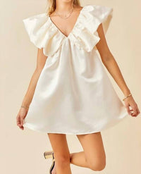 Day + Moon - Satin Volume Shoulder Mini Dress