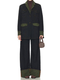 Ganni - Melange Twill Denim Fold-up Baggy Jeans