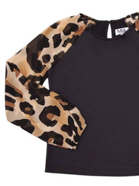 Mia - Girls' Leopard Chiffon Sleeve Top