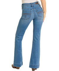 Rock & Roll Denim Double Waistband High Rise Jean in medium vintage - women's jeans - detail view