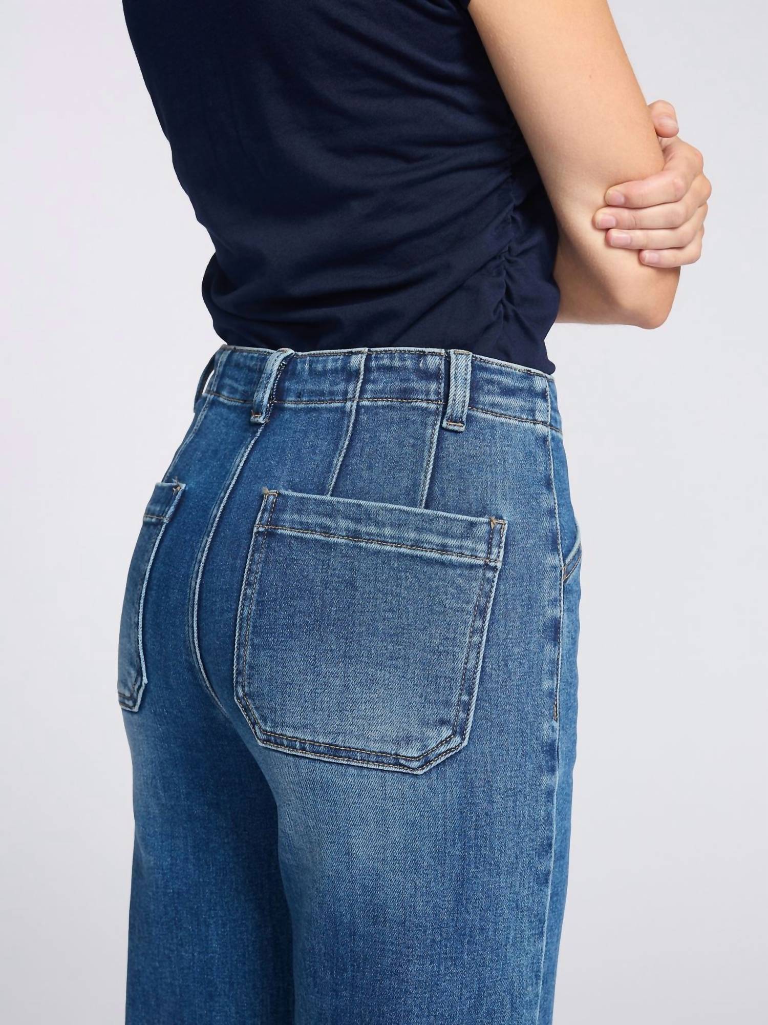Letter to Juliet Paola Wide Leg With Seam Lines Jeans in indigo - women's jeans - alternate view