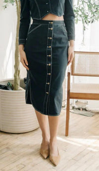 LOVE THE LABEL Apolline Midi Skirt in pagent blue 2 - women's skirt - detail view
