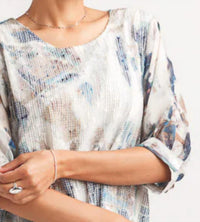 Papillon - Shimery Mesh Front Abstract Print Blouse