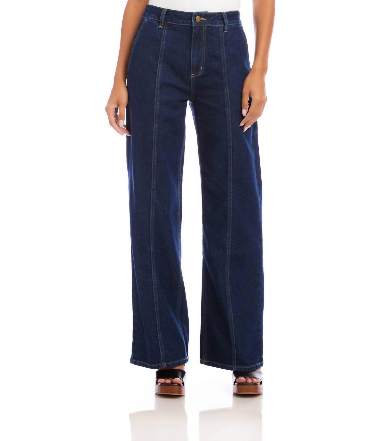 Karen Kane - Seam Detail Wide-Leg Jeans