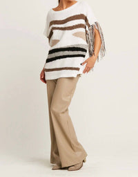 Planet By Lauren G. - Pima Cotton Bouclé Southwest Sweater