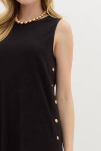 Entro - Solid Rib Textured Black Midi Dress
