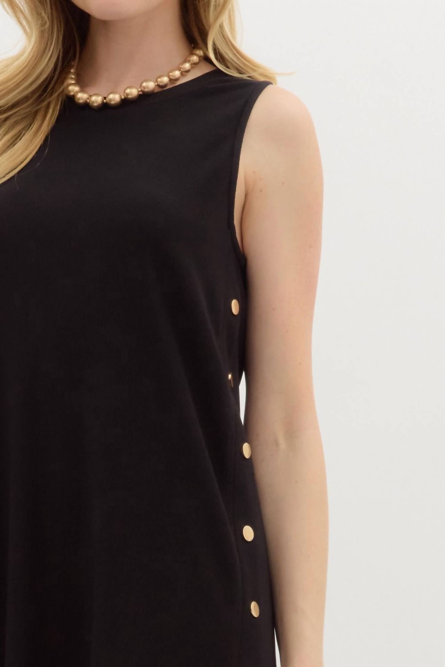 Entro - Solid Rib Textured Black Midi Dress