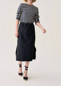 Ann Mashburn Willa Faille Midi Skirt in navy - women's skirt - view 4