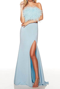 Alyce Paris - Two-piece Feather Prom Dress