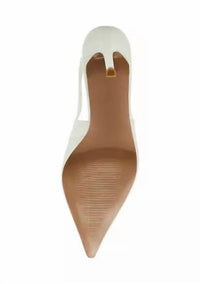 STEVE MADDEN Women's Reyes Genuine Leather Sling Back Hi Heel Pumps in white - women's heels - view 7