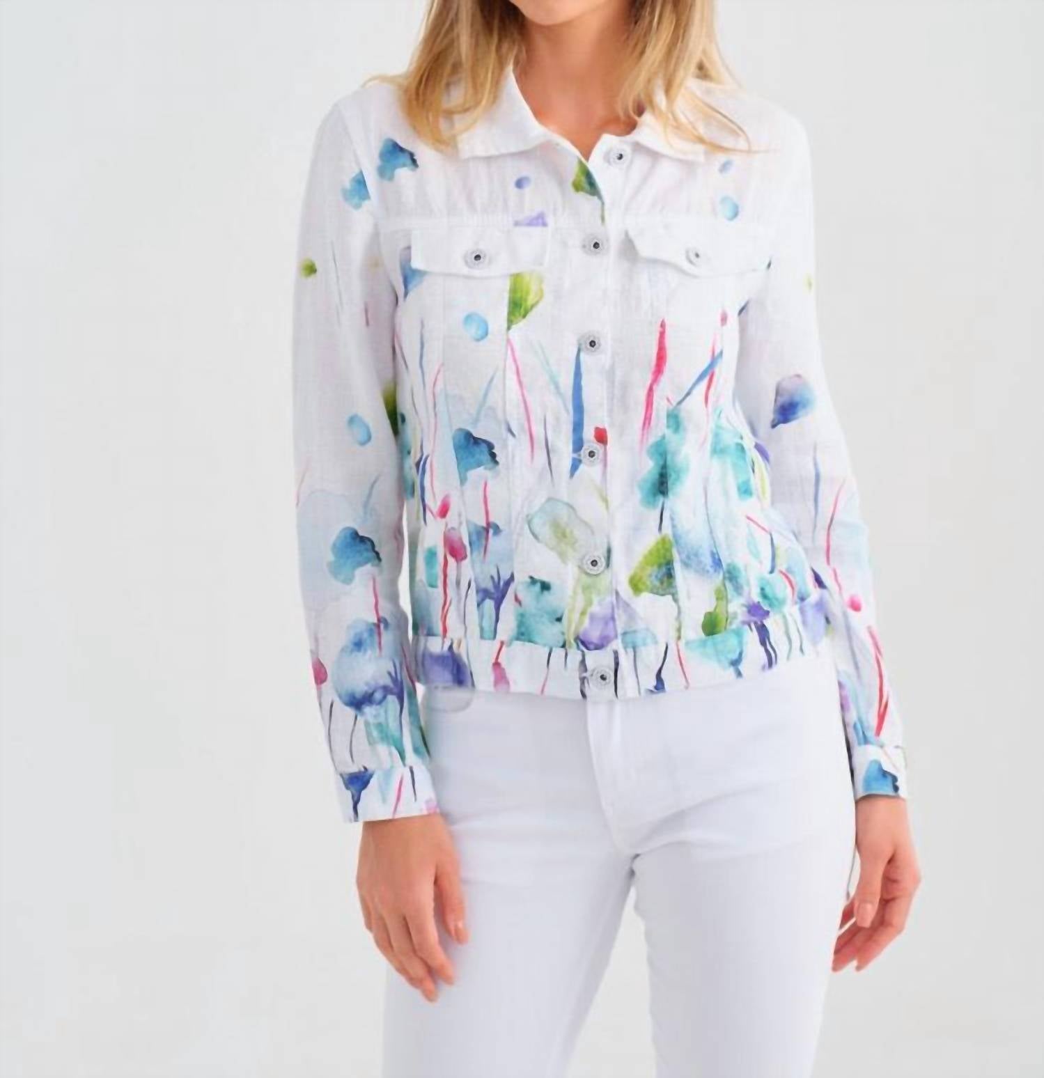 Dolcezza - Misty Blossom Print Linen Jacket